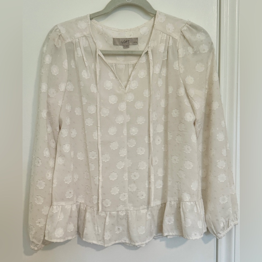 LOFT Ivory Floral Blouse